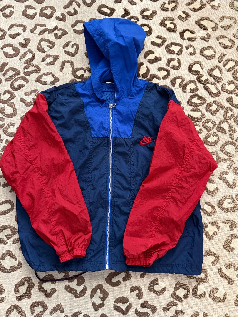 Nike Kids Hooded Colorblock Windbreaker Jacket - Blue & Red